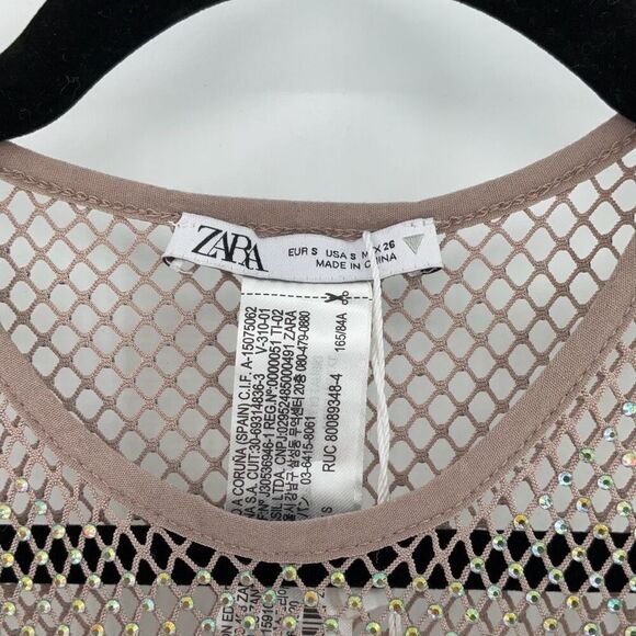 Zara Viral Blogger Favorite Nude Rhinestone Mesh Sheer Pullover Sleeveless Maxi - Picture 3 of 13